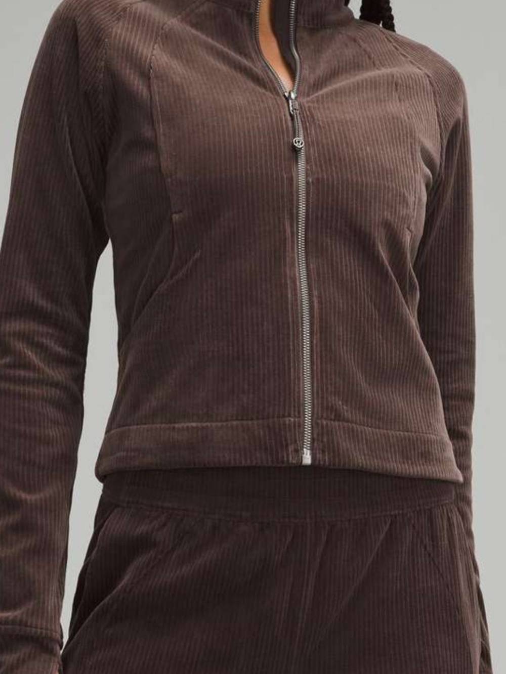 lululemon Scuba Track Jacket Velvet Cord Brown Corduroy Zip-Front Lounge Jacket